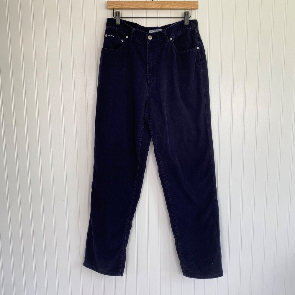 Vintage Old Navy Womens Navy Blue Corduroy Pants Size 12 Academia Preppy Cotton